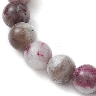 8mm Round Natural Plum Blossom Tourmaline Beaded Stretch Bracelets BJEW-JB10469-01-1