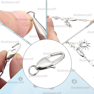 6Pcs 304 Stainless Steel Lobster Claw Clasps STAS-BBC0008-57P-1