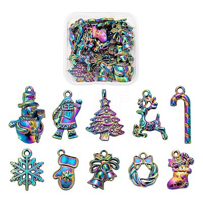 20Pcs 10 Style Rainbow Color Alloy Pendants FIND-LS0001-13MC-1