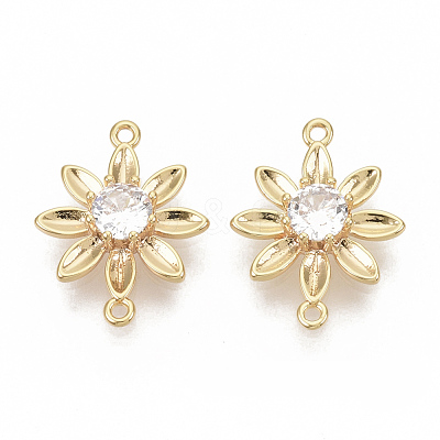 Brass Cubic Zirconia Links connectors KK-T050-25G-NF-1