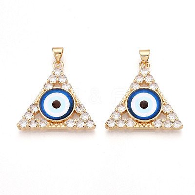 Brass Micro Pave Clear Cubic Zirconia Pendants for Women KK-T070-90A-02-1