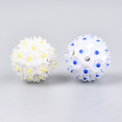 Handmade Polymer Clay Rhinestone with Resin Daisy Flower CLAY-T022-02A-1