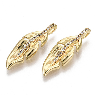 Brass Micro Pave Clear Cubic Zirconia Pendants KK-S356-070-NF-1