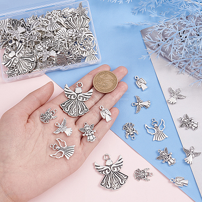 72Pcs 6 Style Tibetan Style Alloy Pendants FIND-PH0005-50-1