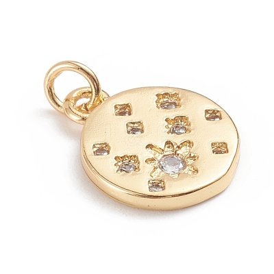 Brass Micro Pave Cubic Zirconia Pendants ZIRC-G165-07G-1