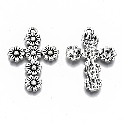 Tibetan Style Alloy Pendants TIBEP-N009-015AS-RS-1