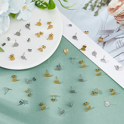 20 Pairs 2 Colors 304 Stainless Steel Stud Earring Findings STAS-HY0001-44-1