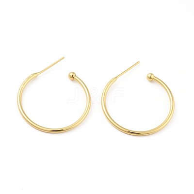 Brass Ring Stud Earrings EJEW-B013-03-1
