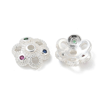Brass Micro Pave Cubic Zirconia Bead Caps ZIRC-F141-18S-02-1
