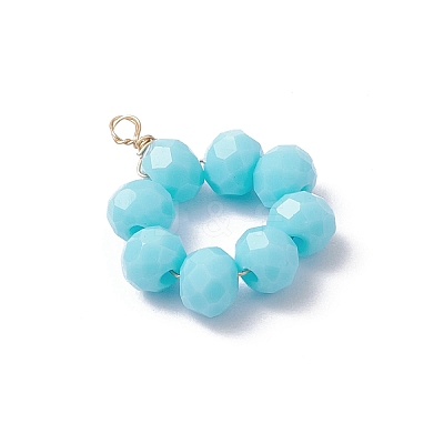 5Pcs 5 Colors Opaque Solid Color Glass Rondelle Beaded Pendants PALLOY-JF04162-02-1