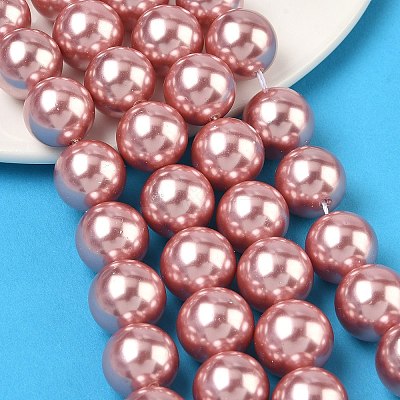 Electroplated Shell Pearl Beads Strands BSHE-G041-14mm-05-1