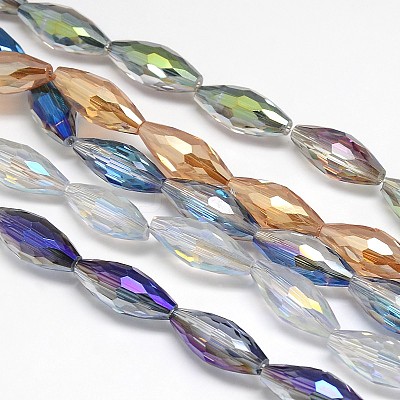 Electroplate Crystal Glass Rice Beads Strands EGLA-F044-A-1