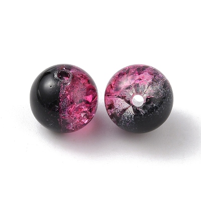 Two Tone Transparent Crackle Glass Beads GLAA-WH0038-15H-1