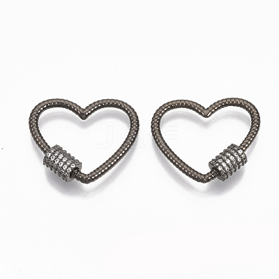 Brass Micro Pave Clear Cubic Zirconia Screw Carabiner Lock Charms ZIRC-T010-11-1