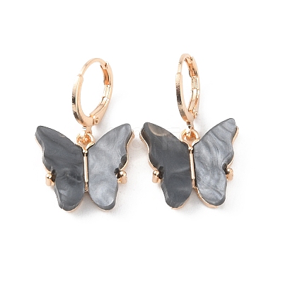 Plastic Butterfly Dangle Leverback Earrings EJEW-WH0017-53G-A-1