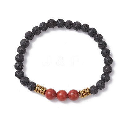 Natural & Synthetic Gemstone Round Beaded Stretch Bracelets for Men Women BJEW-JB12263-01-1