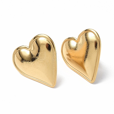 Ion Plating(IP) 304 Stainless Steel Heart Stud Earrings for Women X-EJEW-F300-16G-1