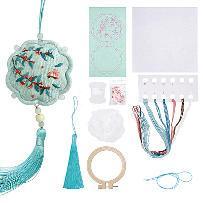 DIY Embroidery Flower Shape Sachet Pendant Decoration Kits DIY-WH0033-57B-1