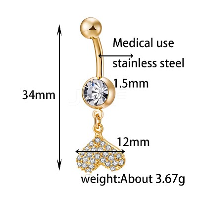 Brass Cubic Zirconia Navel Ring AJEW-EE0004-12-1