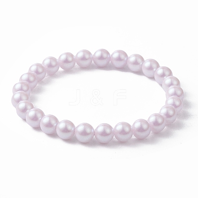POM Plastic Imitation Pearl Round Beaded Stretch Bracelets BJEW-JB09517-1