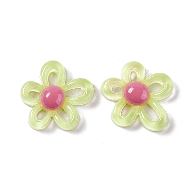 Flower Transparent Resin Cabochons RESI-G041-B01-1