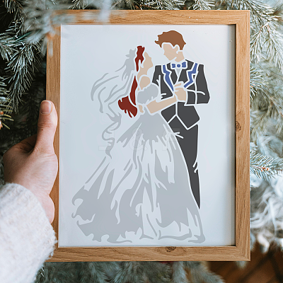 1 Set Wedding Theme PET Hollow Out Drawing Painting Stencils DIY-MA0004-94-1