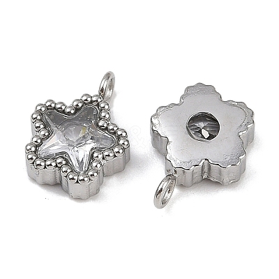 304 Stainless Steel Micro Pave Cubic Zirconia Charms STAS-K302-01A-P-1