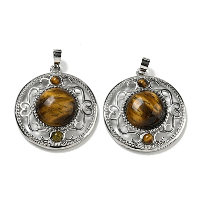 Natural Tiger Eye Pendants G-Q158-03I-1