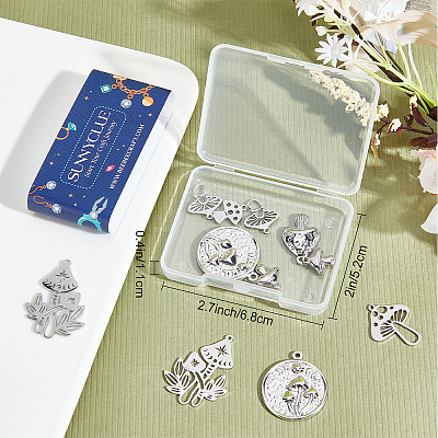 16Pcs 8 Style 201 & 304 Stainless Steel Charms STAS-SC0004-92-1
