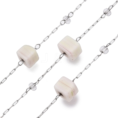 Handmade Cube Lampwork & Seed Bead Chains CHS-T006-10P-1-1