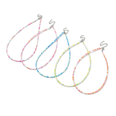 Glass Seed Beaded Necklace NJEW-JN04360-1