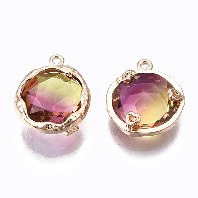 Two-Tone Faceted Glass Charms X-GLAA-S193-032D-1