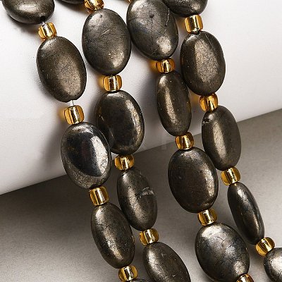 Natural Gold Pyrite/Golden Pyrite Beads Strands G-F833-E01-01-1