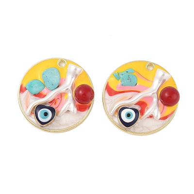 Rack Plating Alloy Enamel Pendants FIND-Z062-01G-1