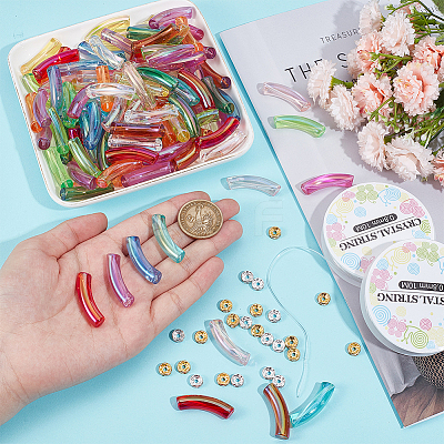 DIY Acrylic Tube & Brass Rhinestone Beads Jewelry Making Kits DIY-SP0002-18-1