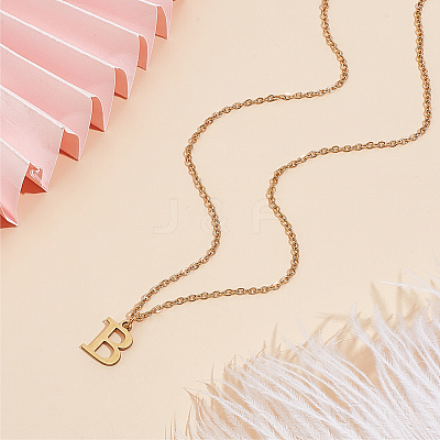 304 Stainless Steel Letter Pendant Necklaces NJEW-LP0001-53B-G-1