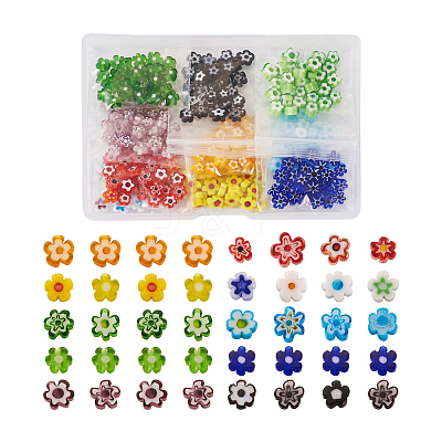 300Pcs 10 colors Handmade Millefiori Glass Beads LAMP-TA0002-05-1