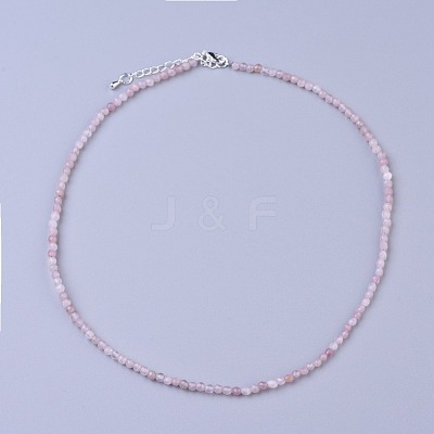 Natural Rose Quartz Beaded Necklaces NJEW-K114-B-A01-1