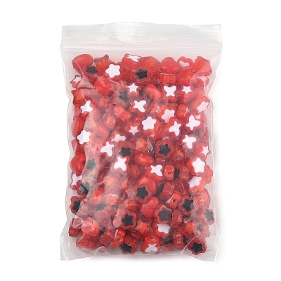 200Pcs 6 Styles Transparent & Opaque Acrylic Beads TACR-FS0001-54F-1