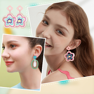 32Pcs 4 Color Acrylic Stud Earring Finding FIND-PH0005-46-1
