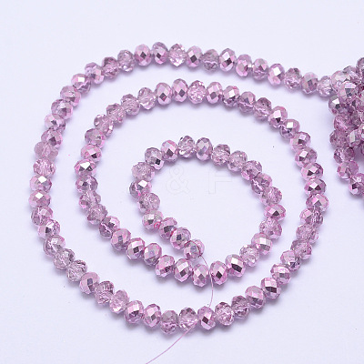 Faceted Rondelle Transparent Painted Glass Beads Strands DGLA-J001-C08-4mm-1