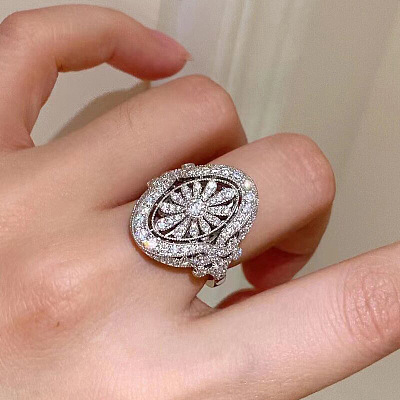 Brass Micro Pave Cubic Zirconia Finger Rings for Women FS-WGE2DD0-05-1