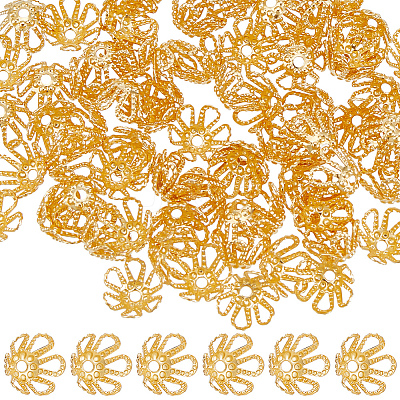 200Pcs Brass Bead Caps KK-BBC0012-40-1