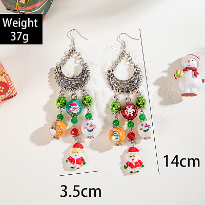 Christmas Theme Alloy Resin Dangle Earrings FS-WG67CC3-01-1
