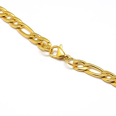 Fashionable 304 Stainless Steel Figaro Chain Necklaces for Men STAS-A028-N016G-1