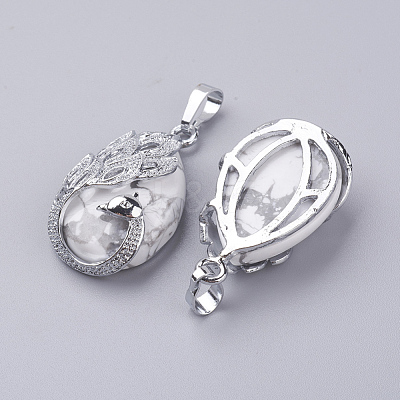 Natural Howlite Pendants G-E442-04V-1