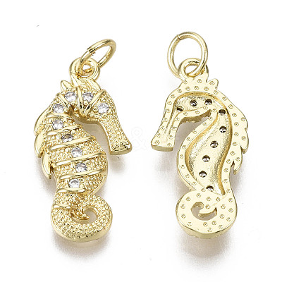 Brass Micro Pave Clear Cubic Zirconia Pendants ZIRC-N039-095-NF-1