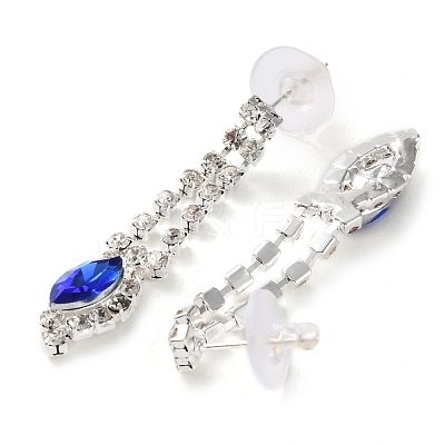 Alloy Rhinestone Rectangle Pendant Necklaces & Horse Eye Stud Earring Sets for Women SJEW-U001-01P-04-1
