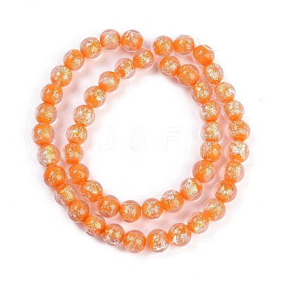 Handmade Gold Foil Lampwork Beads Strands LAMP-Q002-01F-1