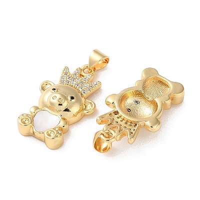 Brass Micro Pave Clear Cubic Zirconia Pendants KK-B083-40B-G-1